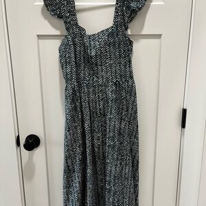 Banana Republic Green and White Backless Maxi Dress